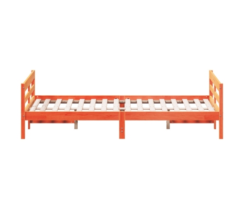 Cama sin colchón madera maciza de pino marrón cera 120x200 cm