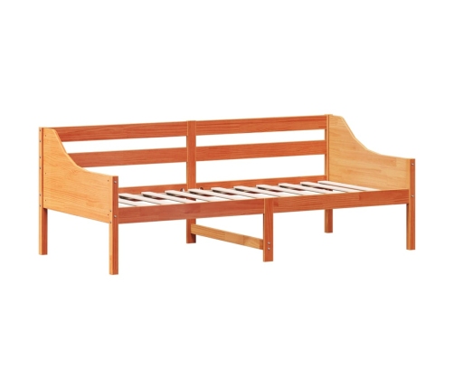 Sofá cama sin colchón madera maciza pino marrón cera 80x200 cm