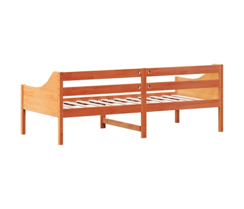 Sofá cama sin colchón madera maciza pino marrón cera 80x200 cm