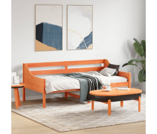 Sofá cama sin colchón madera maciza pino marrón cera 90x190 cm