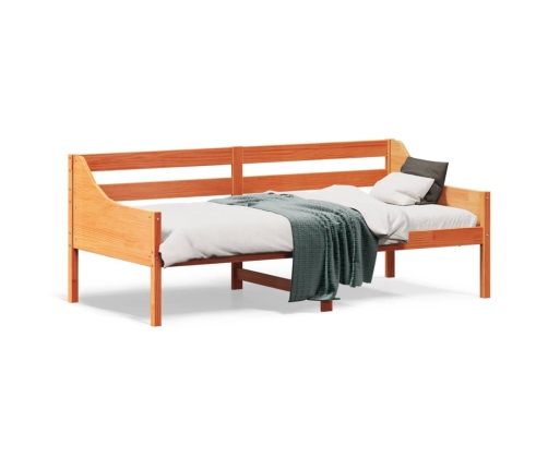 Sofá cama sin colchón madera maciza pino marrón cera 90x190 cm