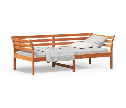 Sofá cama sin colchón madera maciza pino marrón cera 80x200 cm