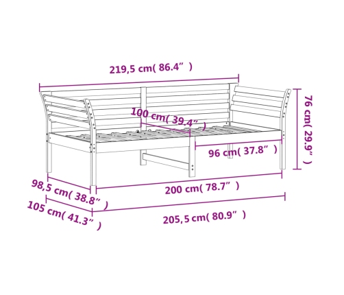 vidaXL Sofá cama de madera maciza de pino 100x200 cm