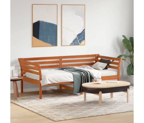 vidaXL Sofá cama sin colchón madera maciza pino marrón cera 90x190 cm