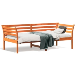 Sofá cama sin colchón madera maciza pino marrón cera 90x190 cm