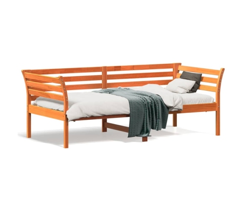 vidaXL Sofá cama sin colchón madera maciza pino marrón cera 90x190 cm