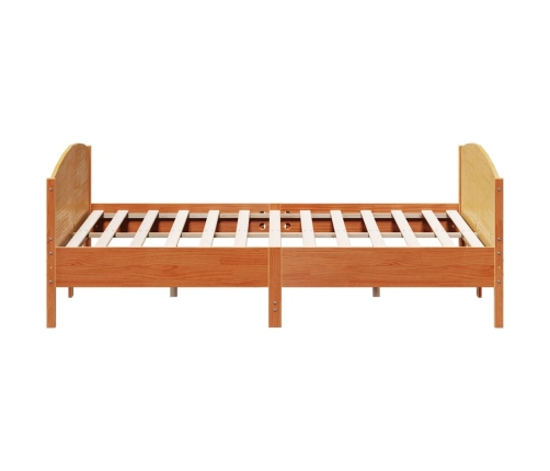 Cama sin colchón madera maciza de pino marrón cera 200x200 cm