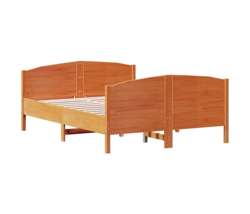 Cama sin colchón madera maciza de pino marrón cera 160x200 cm