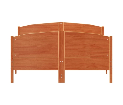 Cama sin colchón madera maciza de pino marrón cera 160x200 cm