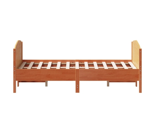 Cama sin colchón madera maciza de pino marrón cera 160x200 cm