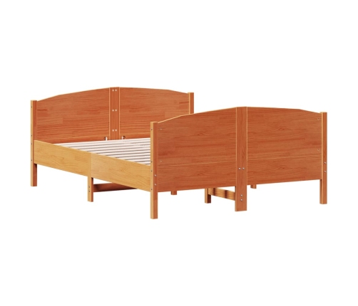 Cama sin colchón madera maciza de pino marrón cera 160x200 cm