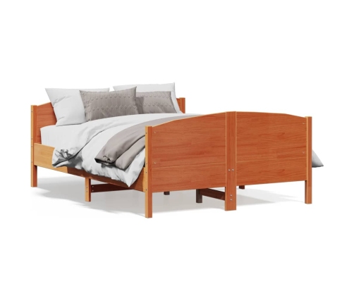 vidaXL Estructura cama con cabecero madera pino marrón cera 140x190 cm