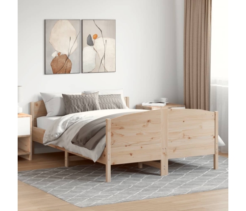 Estructura de cama sin colchón madera maciza de pino 135x190 cm