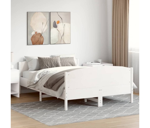 Estructura de cama sin colchón madera maciza blanca 120x190 cm