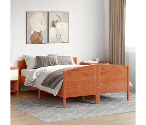 Estructura de cama sin colchón madera maciza marrón 120x190 cm