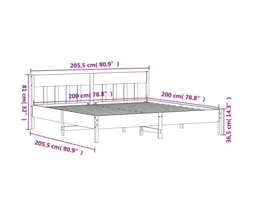 Estructura de cama sin colchón madera maciza blanca 200x200 cm