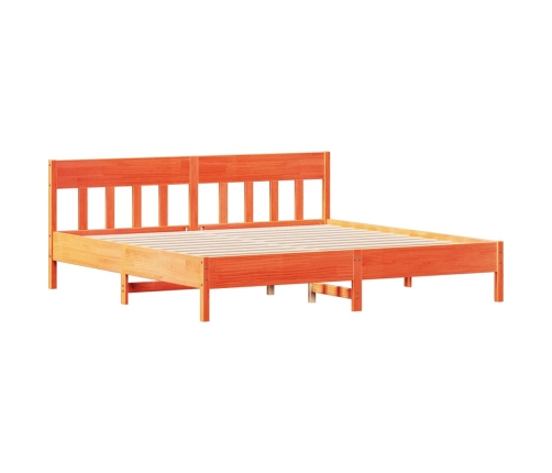 Cama sin colchón madera maciza de pino marrón cera 200x200 cm