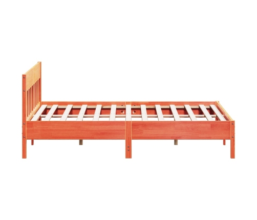 Cama sin colchón madera maciza de pino marrón cera 200x200 cm