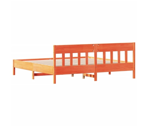 Cama sin colchón madera maciza de pino marrón cera 200x200 cm