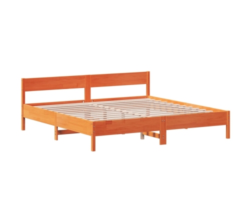 Cama sin colchón madera maciza de pino marrón cera 200x200 cm