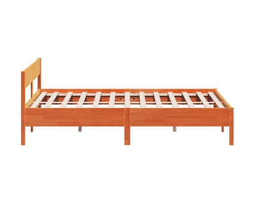 Cama sin colchón madera maciza de pino marrón cera 200x200 cm