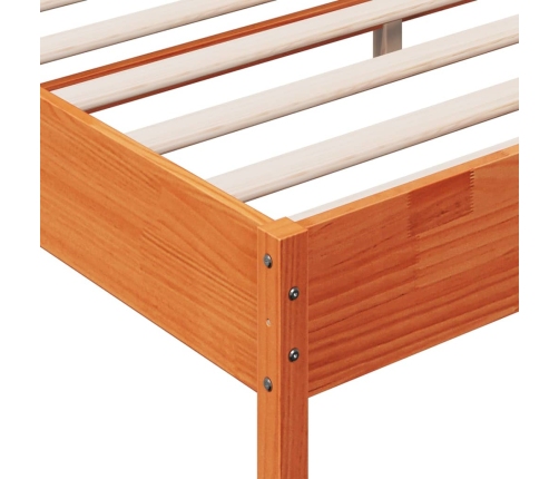 Cama sin colchón madera maciza de pino marrón cera 200x200 cm