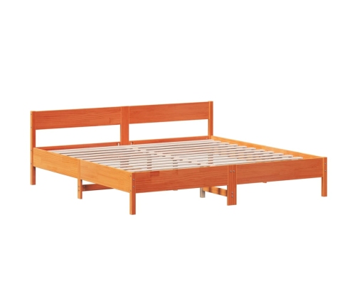 Cama sin colchón madera maciza de pino marrón cera 180x200 cm