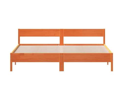 Cama sin colchón madera maciza de pino marrón cera 180x200 cm