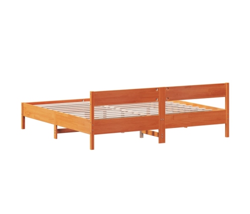 Cama sin colchón madera maciza de pino marrón cera 180x200 cm