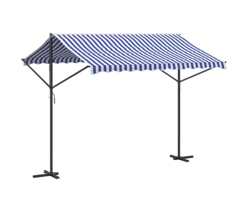 Toldo de pie tela y acero azul y blanco 300x300 cm