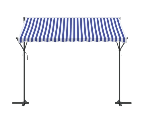 Toldo de pie tela y acero azul y blanco 300x300 cm