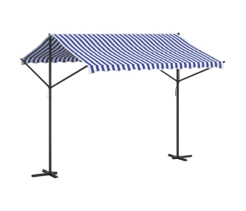 Toldo de pie tela y acero azul y blanco 300x300 cm