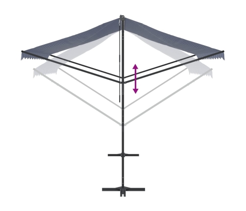 Toldo de pie tela y acero azul y blanco 300x300 cm