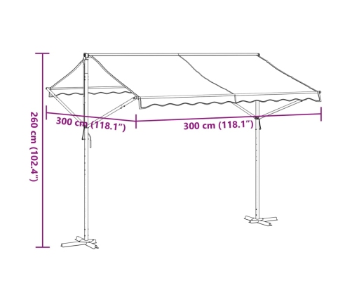 Toldo de pie tela y acero azul y blanco 300x300 cm