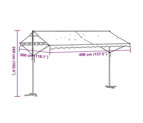 Toldo de pie tela y acero azul y blanco 400x300 cm