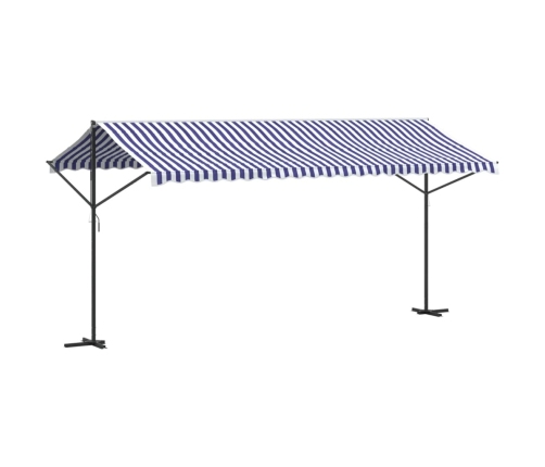 Toldo de pie tela y acero azul y blanco 500x300 cm