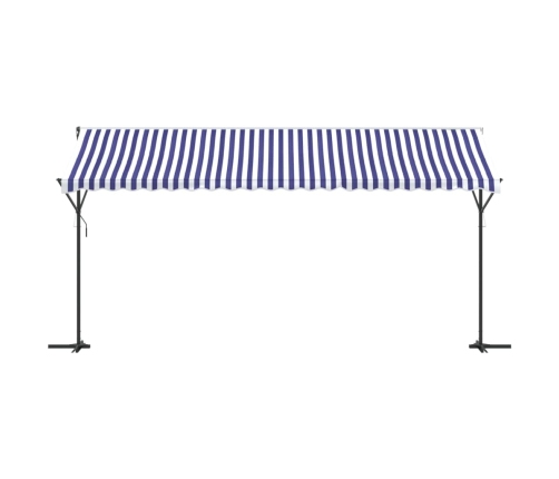 Toldo de pie tela y acero azul y blanco 500x300 cm