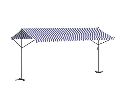 Toldo de pie tela y acero azul y blanco 500x300 cm