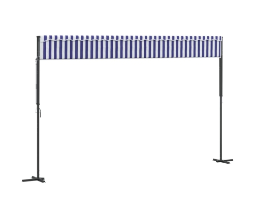 Toldo de pie tela y acero azul y blanco 500x300 cm