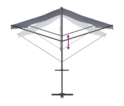 Toldo de pie tela y acero azul y blanco 500x300 cm