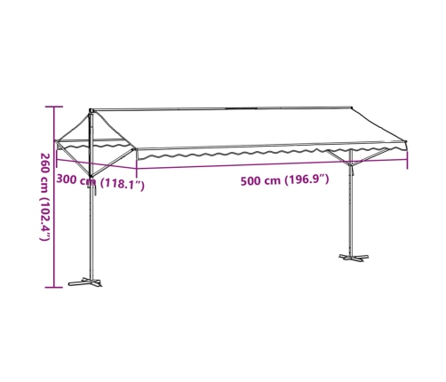 Toldo de pie tela y acero azul y blanco 500x300 cm