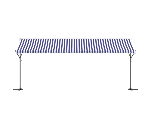 Toldo de pie tela y acero azul y blanco 600x300 cm