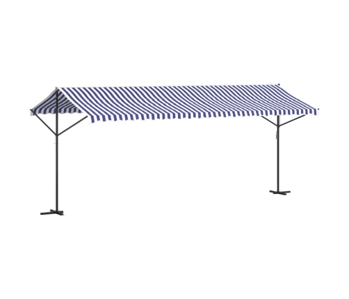 Toldo de pie tela y acero azul y blanco 600x300 cm