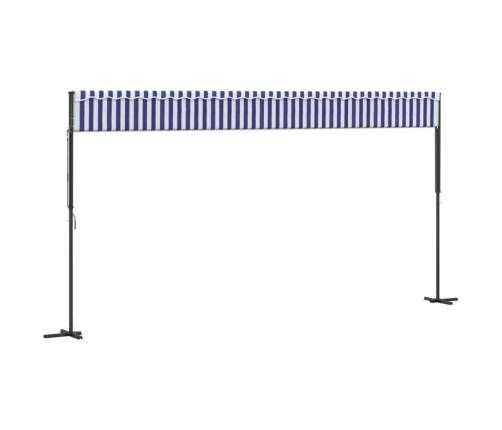 Toldo de pie tela y acero azul y blanco 600x300 cm