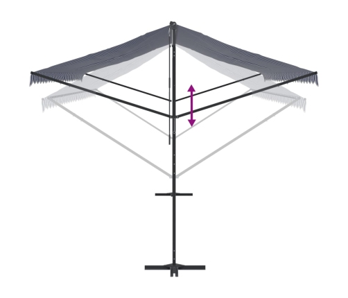 Toldo de pie tela y acero azul y blanco 600x300 cm