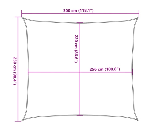 Toldo de vela poliéster oxford 100% arena 3x2,5 m