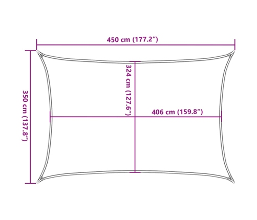 Toldo de vela poliéster oxford 100% arena 4,5x3,5 m