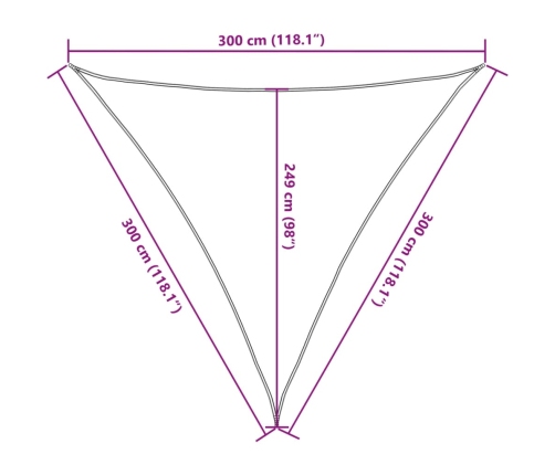 Toldo de vela poliéster oxford 100% arena 3x3x3 m