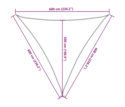 Toldo de vela poliéster oxford 100% arena 6x6x6 m