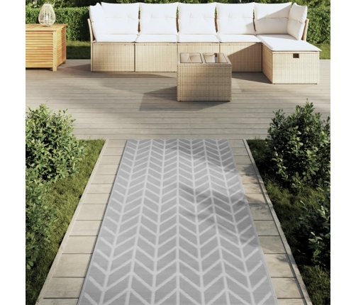 Alfombra de exterior PP gris 80x250 cm